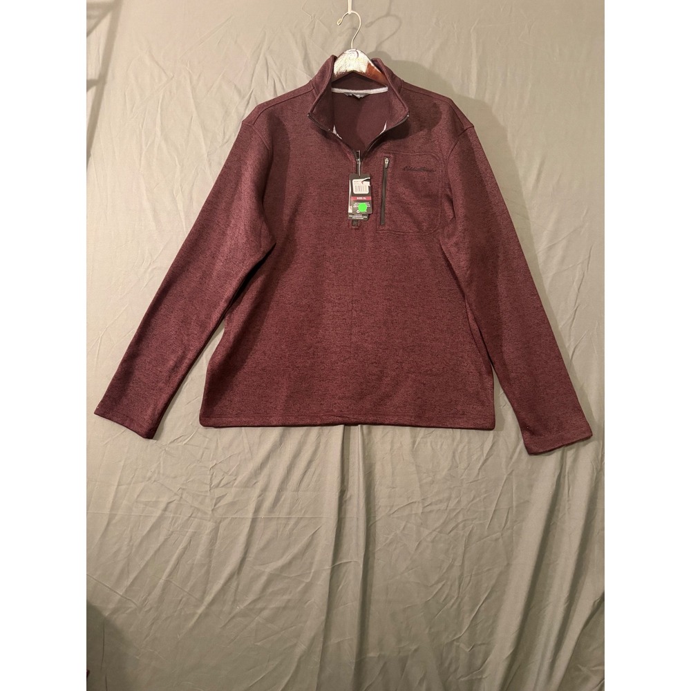 Eddie Bauer Mens XL Sweater Fleece 1/4 Zip Pullover Burgundy MSRP $60